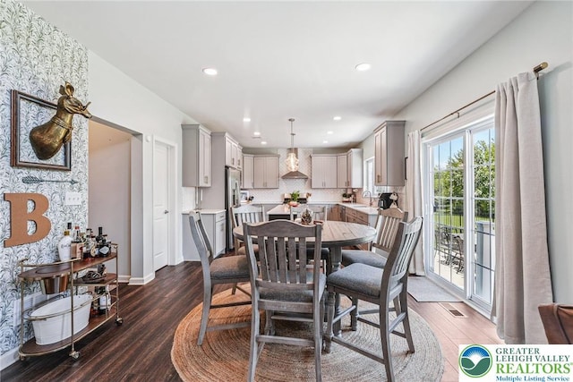 3334 Coventry Dr, Lower Macungie Twp, PA 18062 - dining space with dark wood-style flooring and recessed lighting