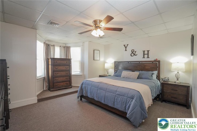 126 W High St, Coaldale Boro, PA 18218 - carpeted bedroom featuring a drop ceiling and ceiling fan