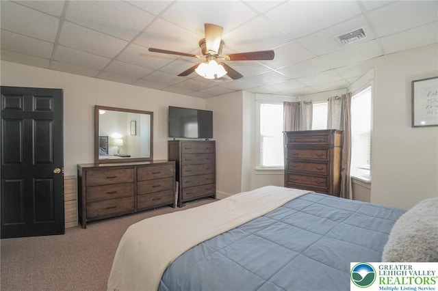 126 W High St, Coaldale Boro, PA 18218 - bedroom with a paneled ceiling, carpet flooring, and ceiling fan