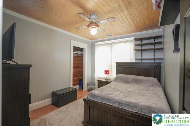 126 W High St, Coaldale Boro, PA 18218 - bedroom featuring wooden ceiling, crown molding, a ceiling fan, and a closet