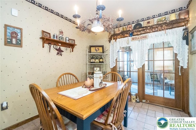 2300 Woodridge Ter, Easton, PA 18045 - dining room featuring a chandelier and tile patterned flooring