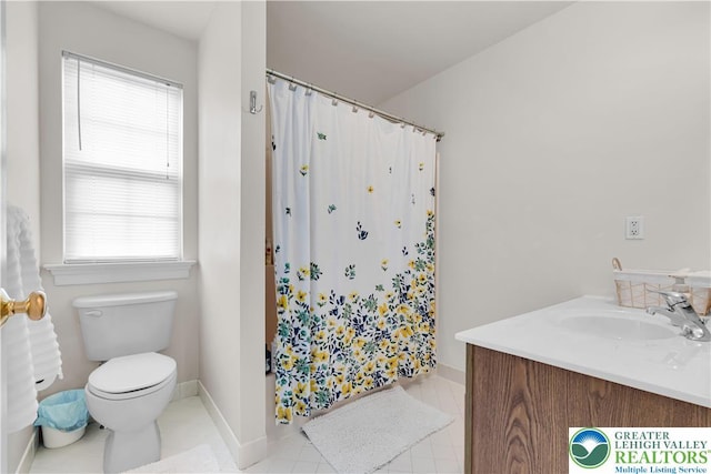 4325 Crosswinds Dr, Easton, PA 18045 - full bath with vanity, curtained shower, and tile patterned flooring