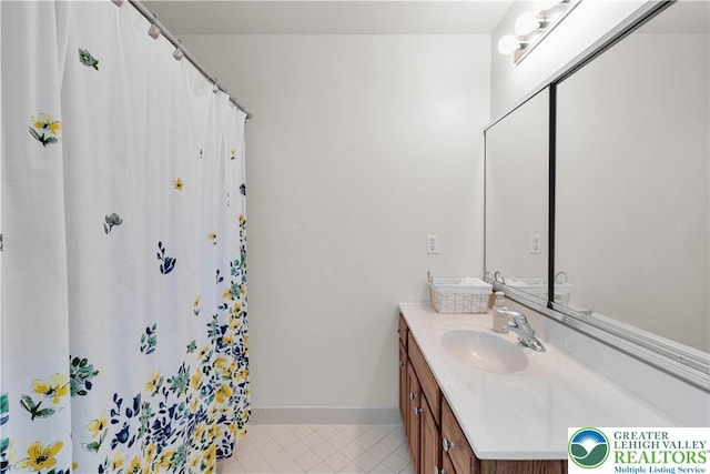 4325 Crosswinds Dr, Easton, PA 18045 - bathroom featuring vanity, tile patterned floors, and a shower with shower curtain