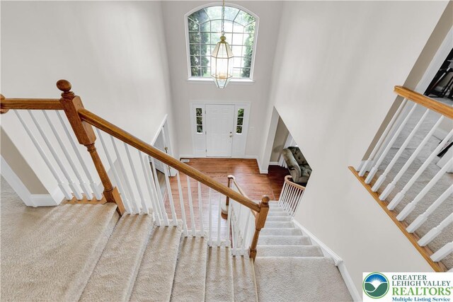 4325 Crosswinds Dr, Easton, PA 18045 - foyer featuring stairs and a towering ceiling