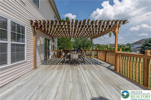4325 Crosswinds Dr, Easton, PA 18045 - wooden terrace featuring outdoor dining space and a pergola