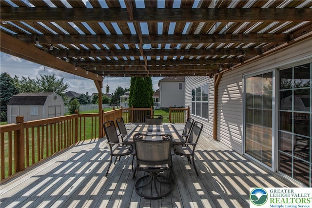 4325 Crosswinds Dr, Easton, PA 18045 - deck with a shed, outdoor dining space, and a pergola