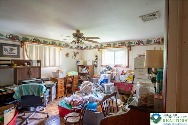 4157 Butternut Dr, Lehigh Twp, PA 18088 - office area featuring ceiling fan