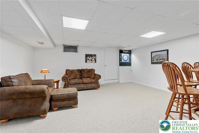 4220 Cheyenne Ct, North Whitehall Twp, PA 18078 - carpeted living area with a drop ceiling and baseboards