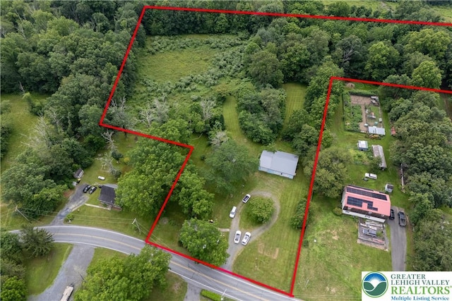 1155 Lake Minsi Dr, Upper Mt Bethel Twp, PA 18013 - view of property location with property parcel outlined and a heavily wooded area