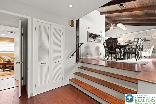 1048 N 27th St, Allentown City, PA 18104 - stairway featuring hardwood / wood-style floors and wooden ceiling