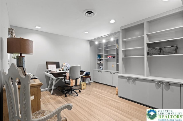 1048 N 27th St, Allentown City, PA 18104 - home office with light wood-type flooring and recessed lighting