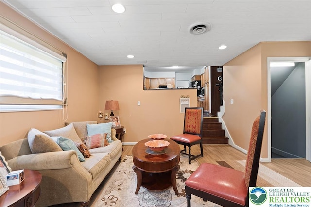 1048 N 27th St, Allentown City, PA 18104 - living area featuring light wood-style floors, recessed lighting, and stairs