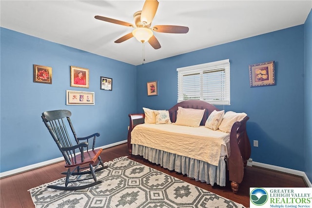 1048 N 27th St, Allentown City, PA 18104 - bedroom with wood finished floors and a ceiling fan