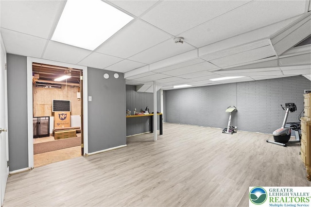 1048 N 27th St, Allentown City, PA 18104 - exercise room featuring wood finished floors and a drop ceiling