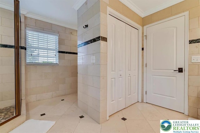 1376 Buck Ridge Dr, Hamilton Twp, PA 18360 - full bath with crown molding, tiled shower, and tile patterned floors