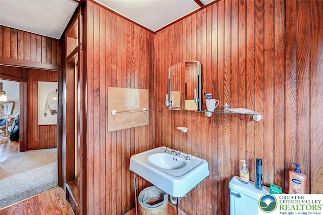 664 Griscom Rd, Barrett Twp, PA 18323 - half bath with wooden walls and toilet