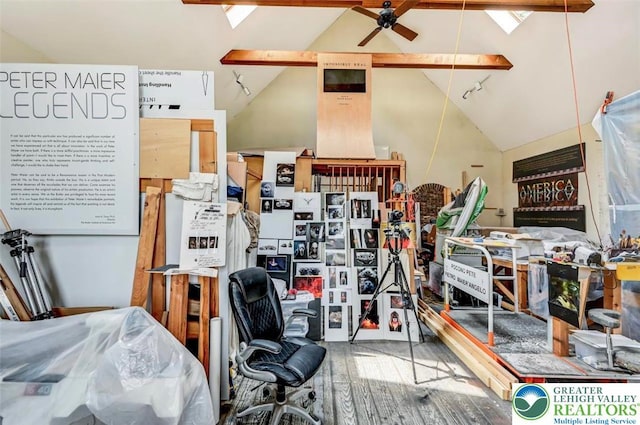 664 Griscom Rd, Barrett Twp, PA 18323 - office area featuring wood finished floors and a ceiling fan