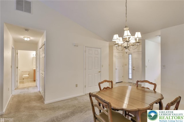 2638 Harvest Dr S, Forks Twp, PA 18040 - dining area featuring a chandelier and light carpet