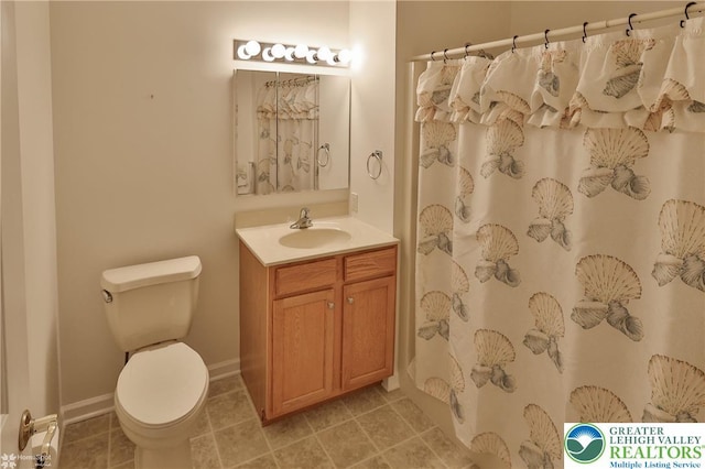 2638 Harvest Dr S, Forks Twp, PA 18040 - bathroom featuring vanity, tile patterned floors, and curtained shower