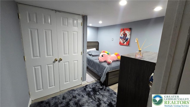 1136 Ashbourne Dr, Muhlenberg Twp, PA 19605 - carpeted bedroom with recessed lighting and a closet