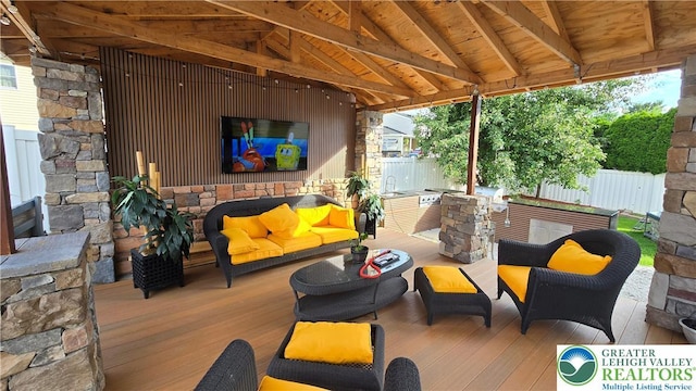 1136 Ashbourne Dr, Muhlenberg Twp, PA 19605 - wooden deck featuring an outdoor living space