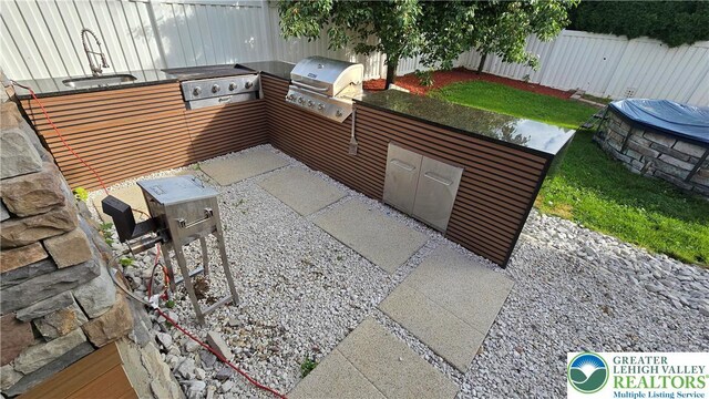 1136 Ashbourne Dr, Muhlenberg Twp, PA 19605 - view of patio / terrace featuring a sink and exterior kitchen