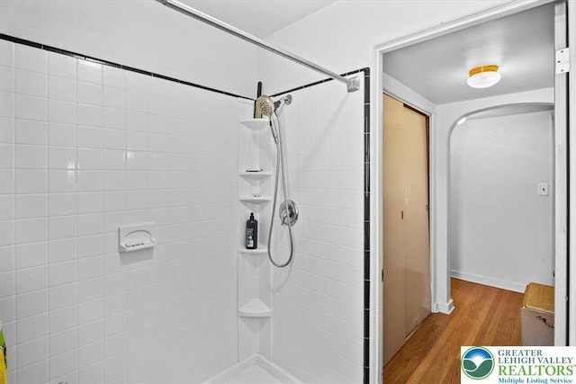 1321 W Union Blvd, Bethlehem City, PA 18018 - full bathroom with wood finished floors and tiled shower