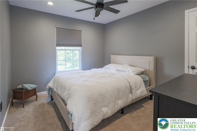 3536 New Hampshire Ave, Bethlehem Twp, PA 18045 - bedroom with light colored carpet, recessed lighting, and ceiling fan