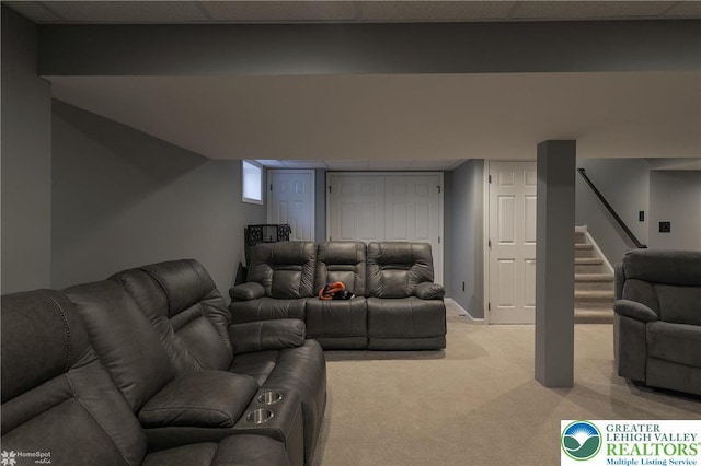 3536 New Hampshire Ave, Bethlehem Twp, PA 18045 - home theater featuring light colored carpet and a paneled ceiling