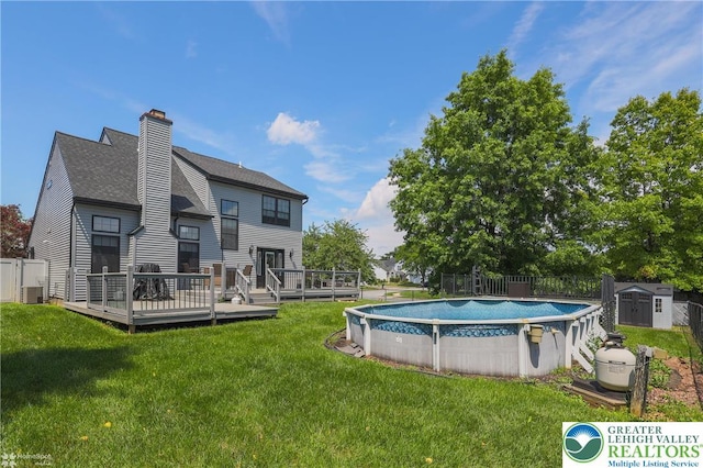 3536 New Hampshire Ave, Bethlehem Twp, PA 18045 - view of swimming pool with a deck and a storage shed