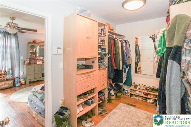 518 Bauer Rd, Moore Twp, PA 18014 - spacious closet with wood finished floors and ceiling fan
