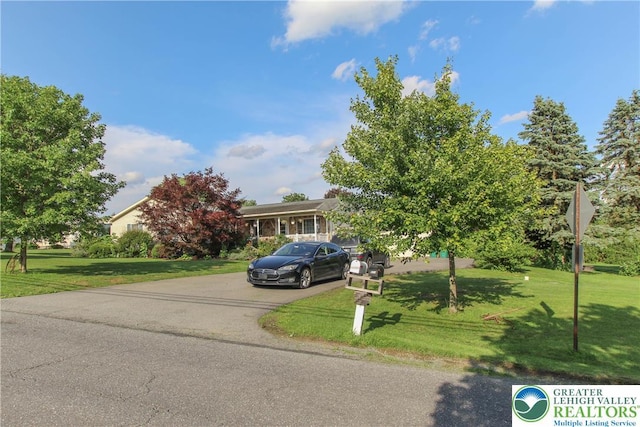 518 Bauer Rd, Moore Twp, PA 18014 - obstructed view of property with a front lawn and asphalt driveway