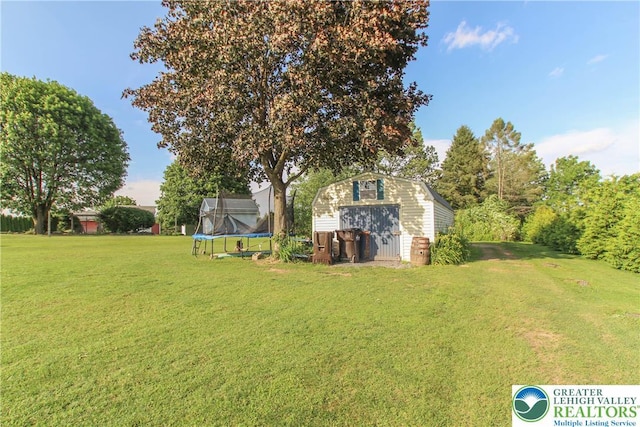 518 Bauer Rd, Moore Twp, PA 18014 - view of grassy yard with a trampoline and a storage unit