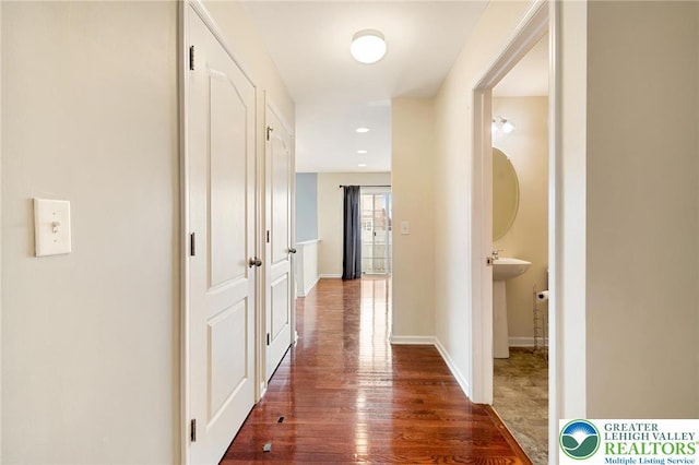 4094 Bunker Hill Dr S, Upper Saucon Twp, PA 18036 - hall with dark wood-type flooring and recessed lighting
