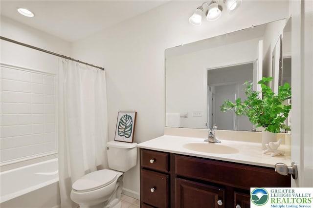 4094 Bunker Hill Dr S, Upper Saucon Twp, PA 18036 - full bathroom with vanity, shower / tub combo, and tile patterned flooring