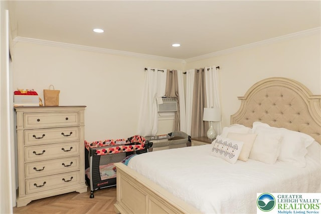 2912 Lehigh St, Allentown City, PA 18103 - bedroom with ornamental molding and recessed lighting