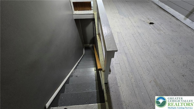 1500 Schuylkill Ave, Reading City, PA 19601 - staircase with baseboards and hardwood / wood-style flooring