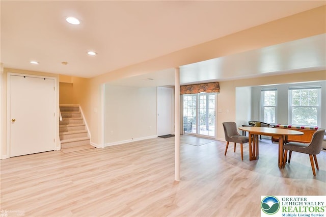 1945 Jenkins Dr, Forks Twp, PA 18040 - dining area featuring stairway, recessed lighting, and light wood-style floors