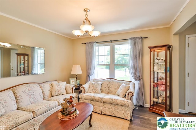 1945 Jenkins Dr, Forks Twp, PA 18040 - living room featuring wood finished floors and ornamental molding