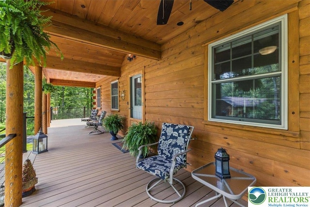 207 W Douglasville Rd, Bushkill Twp, PA 18064 - wooden porch with ceiling fan