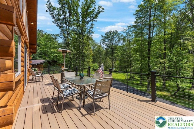 207 W Douglasville Rd, Bushkill Twp, PA 18064 - wooden terrace featuring outdoor dining space