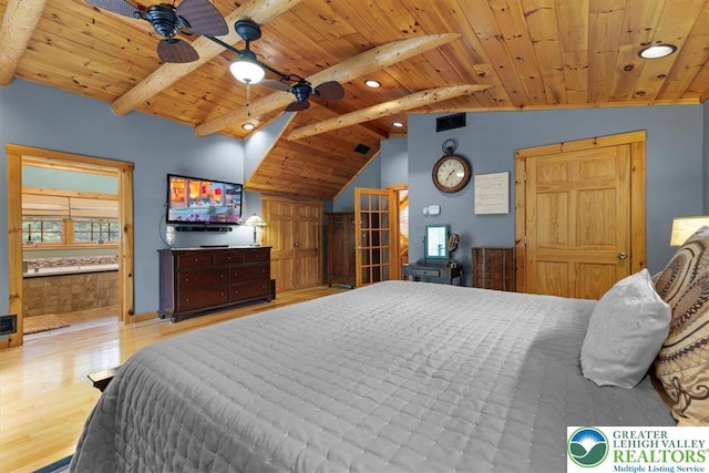 207 W Douglasville Rd, Bushkill Twp, PA 18064 - bedroom featuring wooden ceiling, wood finished floors, and recessed lighting