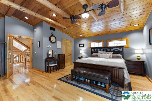 207 W Douglasville Rd, Bushkill Twp, PA 18064 - bedroom with wood ceiling and light wood finished floors