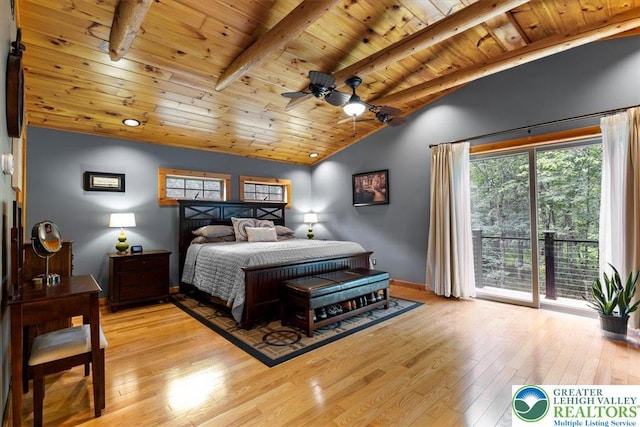207 W Douglasville Rd, Bushkill Twp, PA 18064 - bedroom featuring wood ceiling, light wood finished floors, and access to exterior