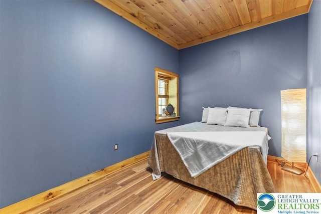 207 W Douglasville Rd, Bushkill Twp, PA 18064 - bedroom with wood finished floors and wooden ceiling