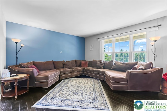 7725 Harbor Ct, Washington Twp, PA 18080 - living area featuring dark wood-style flooring