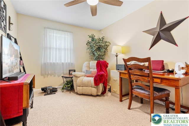 7 Rosemont Ct, Palmer Twp, PA 18045 - home office featuring carpet floors and a ceiling fan