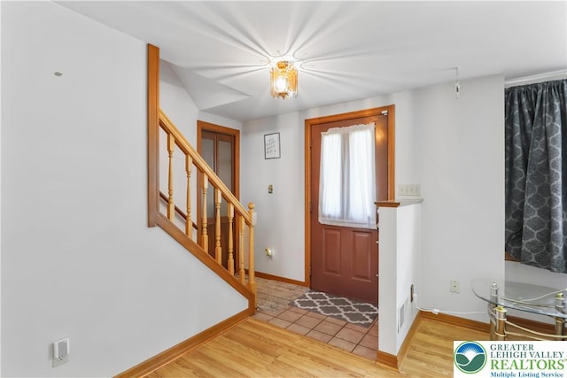 5396 Nor Bath Blvd, East Allen Twp, PA 18067 - entrance foyer featuring wood finished floors and stairway