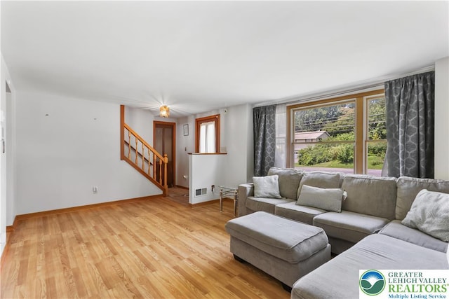 5396 Nor Bath Blvd, East Allen Twp, PA 18067 - living area with light wood-style floors and stairway