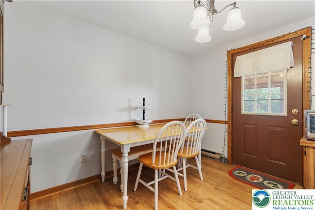 5396 Nor Bath Blvd, East Allen Twp, PA 18067 - dining space featuring light wood finished floors and a chandelier